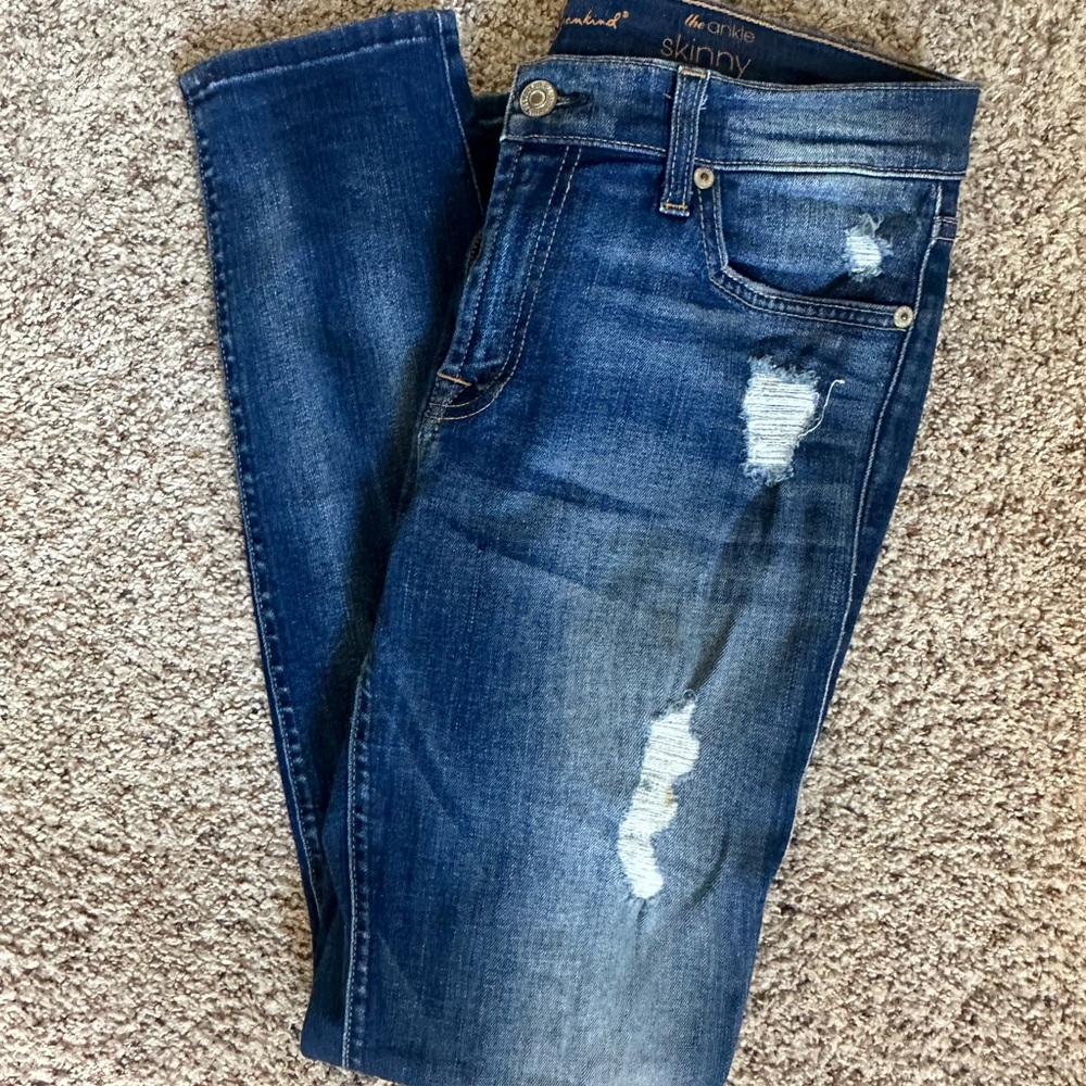 7 For All Mankind Blue Ankle Skinny Jeans